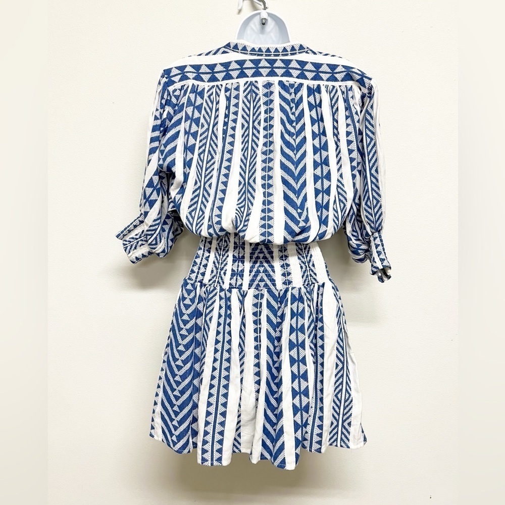 Never A Wallflower Womens Blue White India Handloom Cynthia Dress Size XS - Picture 4 of 11